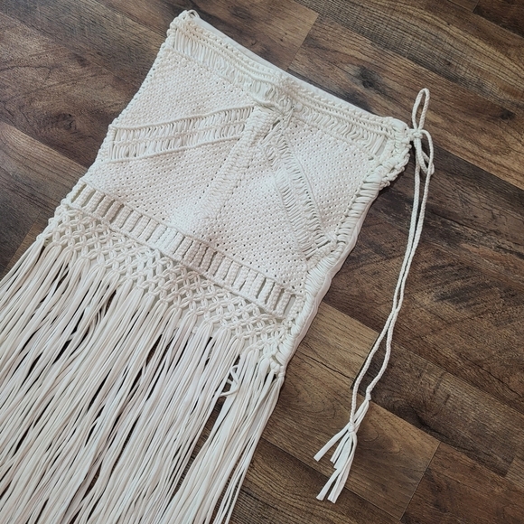 Flook the Label Free People White Crochet Macrame Fringe Mini Maxi Skirt Size M. - Picture 8 of 15